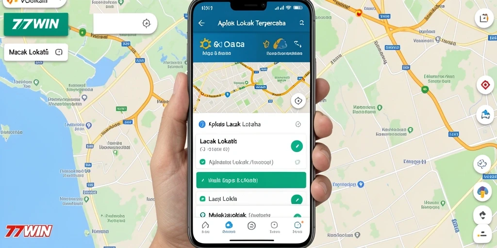Tampilan antarmuka aplikasi 77WIN dengan fitur lacak lokasi yang intuitif.