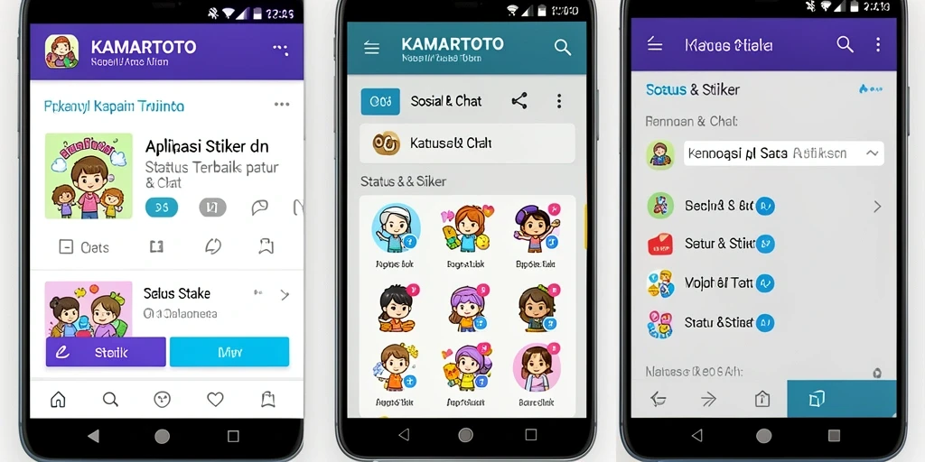 Antarmuka KAMARTOTO dengan banyak pilihan stiker.