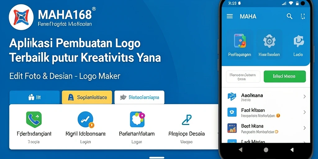 Antarmuka MAHA168 yang intuitif untuk pembuatan logo.