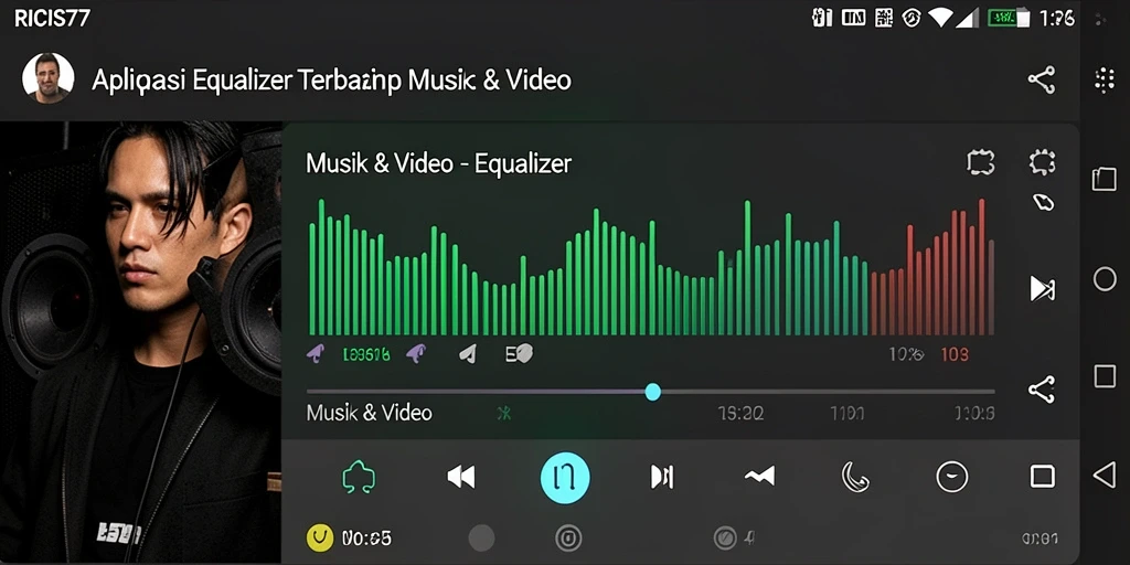 Tampilan antarmuka RICIS77 dengan fitur Equalizer yang menarik.